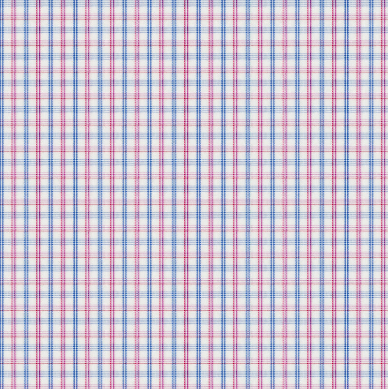 Image of a Blue & Pink Poplin Checks Giza Cotton Shirting Fabric