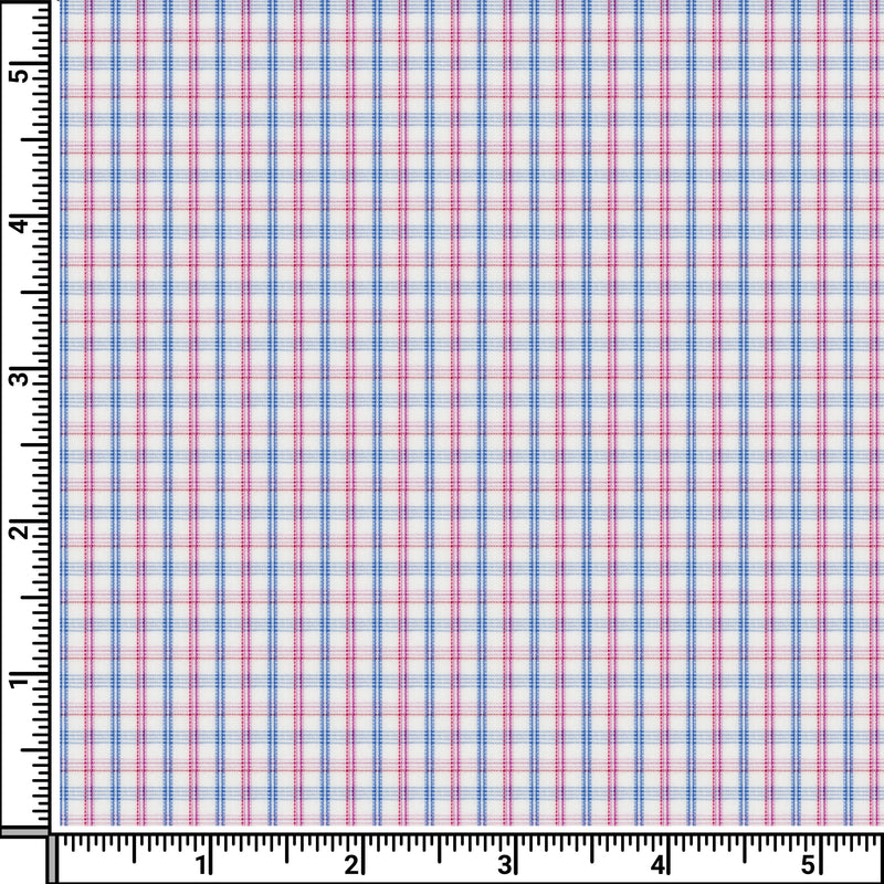 Image of a Blue & Pink Poplin Checks Giza Cotton Shirting Fabric