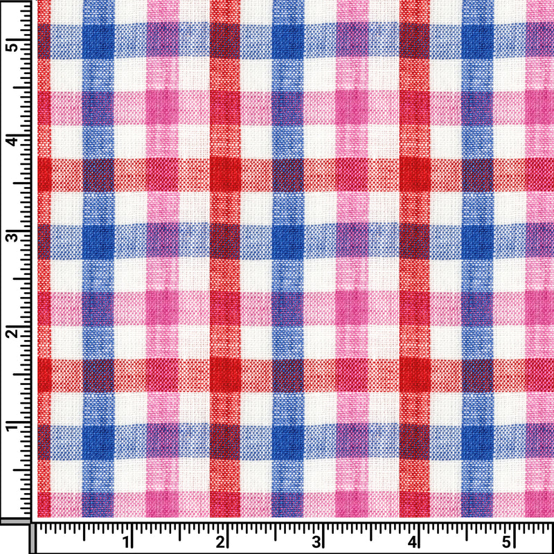 Image of a Blue & Red Oxford Checks Linen Shirting Fabric