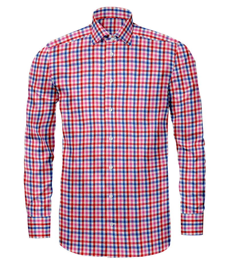 Image of a Blue & Red Oxford Checks Linen Shirting Fabric