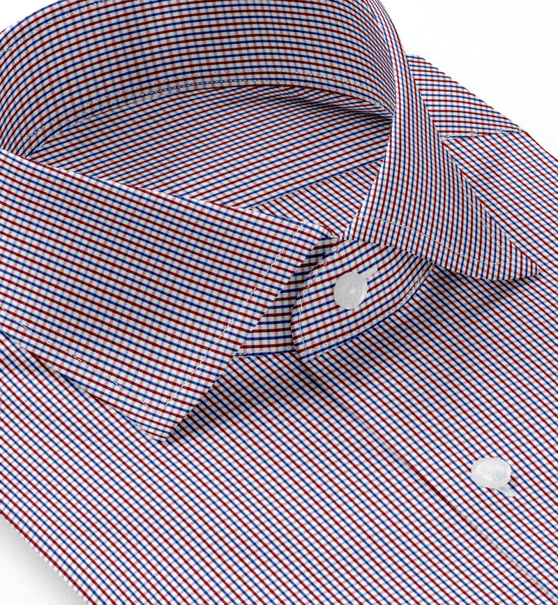 Image of a Blue & Red Poplin Checks Giza Cotton Shirting Fabric