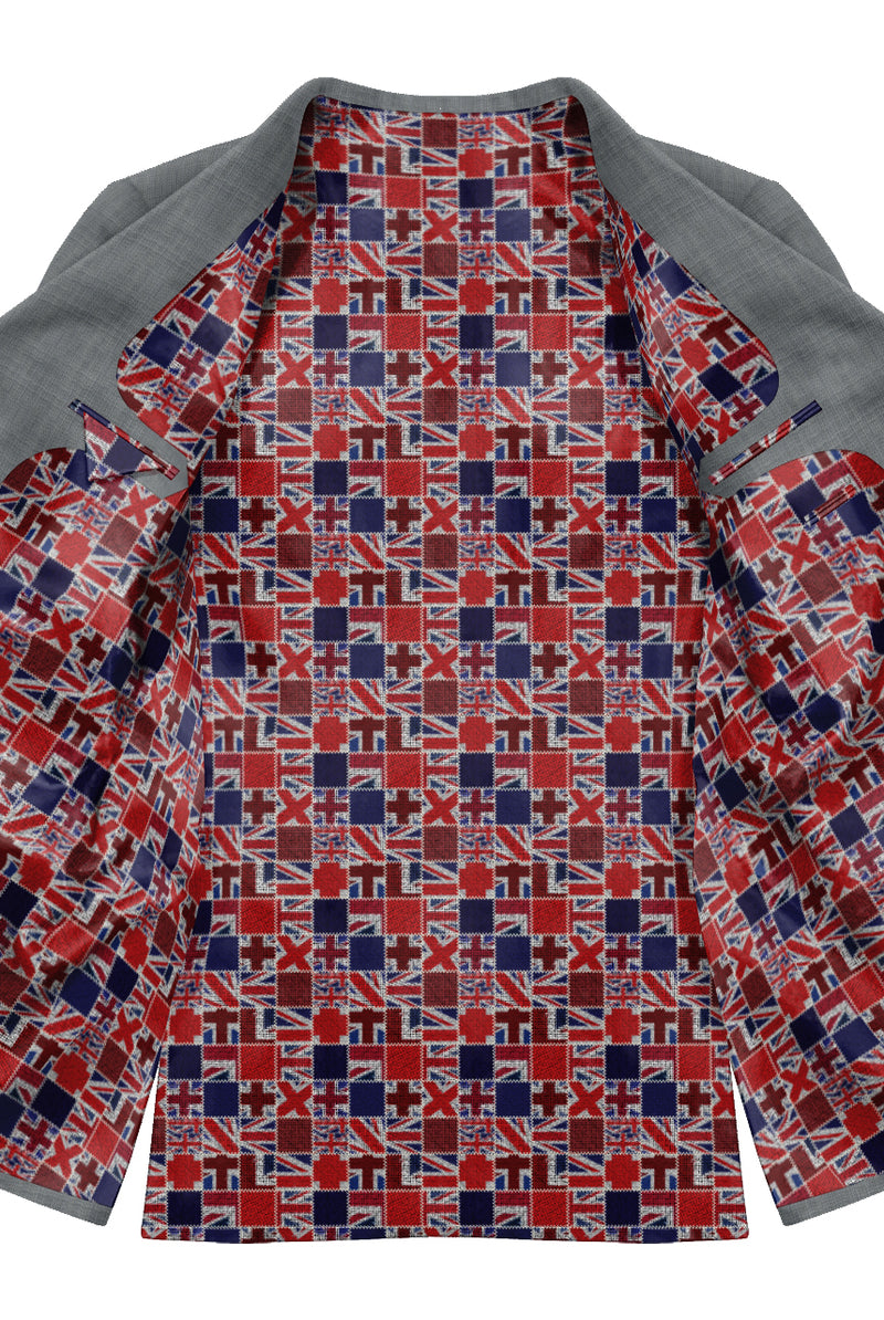 Image of a Blue & Red Satin Prints Poly Viscose Lining Fabric