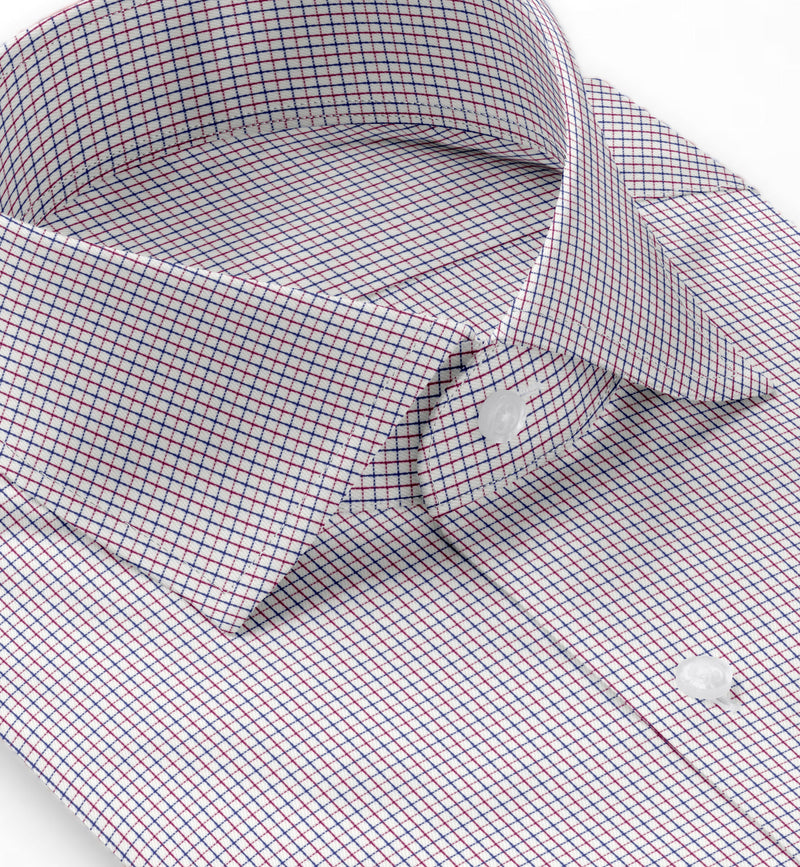 Image of a Blue & Red Twill Checks Giza Cotton Shirting Fabric