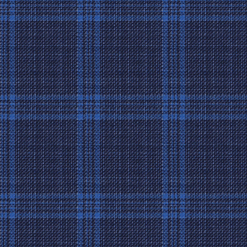 Image of a Blue & Sky-Blue Worsted Checks Merino Wool Suiting Fabric