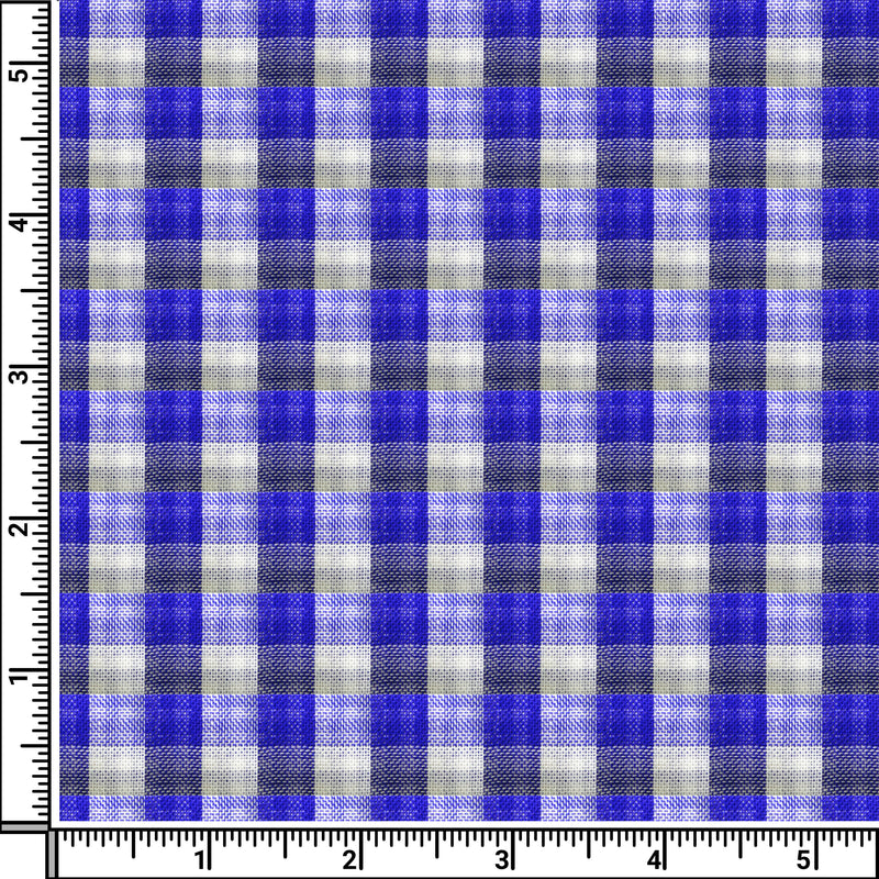 Image of a Blue & White Oxford Checks Cotton Linen Blend Shirting Fabric