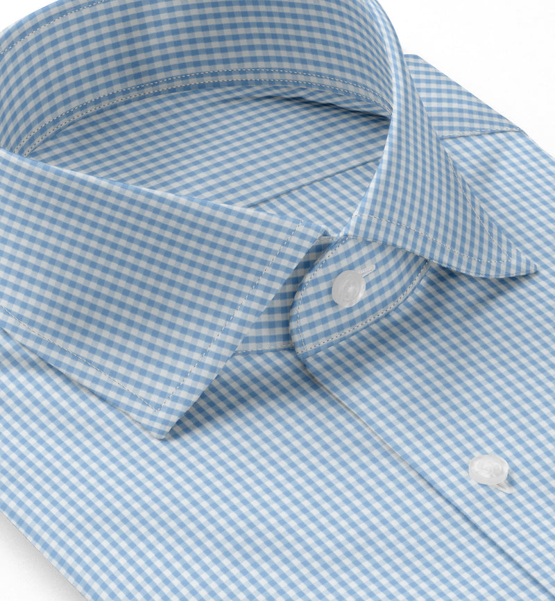 Image of a Blue & White Poplin Checks Giza Cotton Shirting Fabric