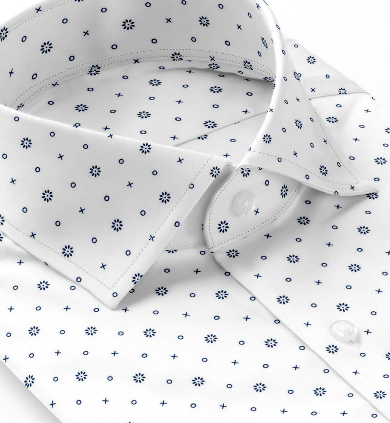 Image of a Blue & White Poplin Prints Giza Cotton Shirting Fabric