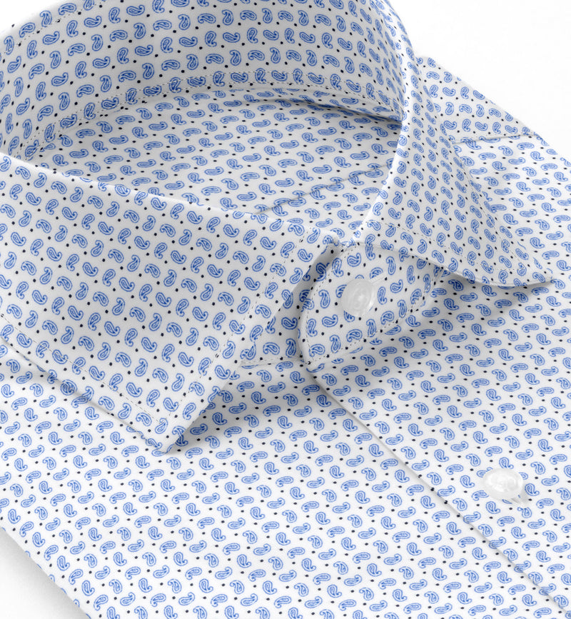 Image of a Blue & White Poplin Prints Giza Cotton Shirting Fabric