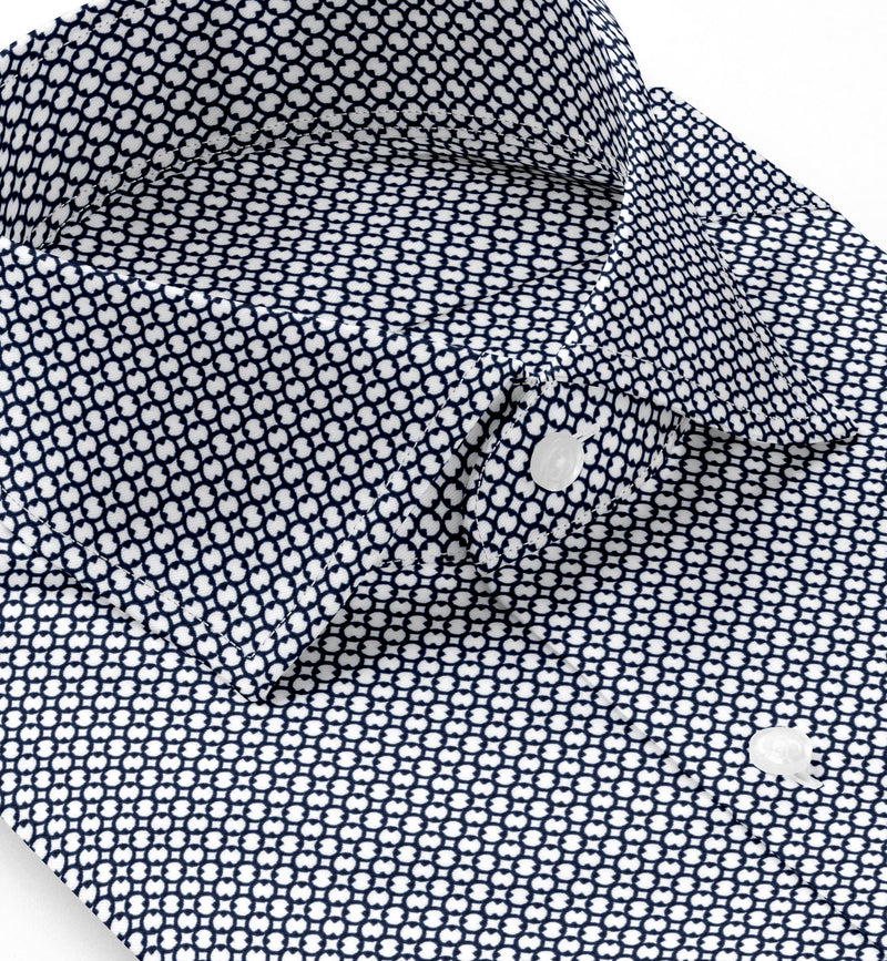 Image of a Blue & White Poplin Prints Giza Cotton Shirting Fabric