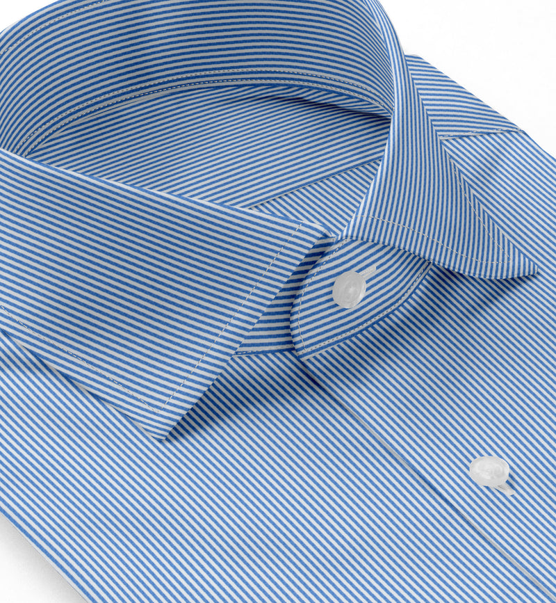 Image of a Blue & White Poplin Stripes Giza Cotton Shirting Fabric
