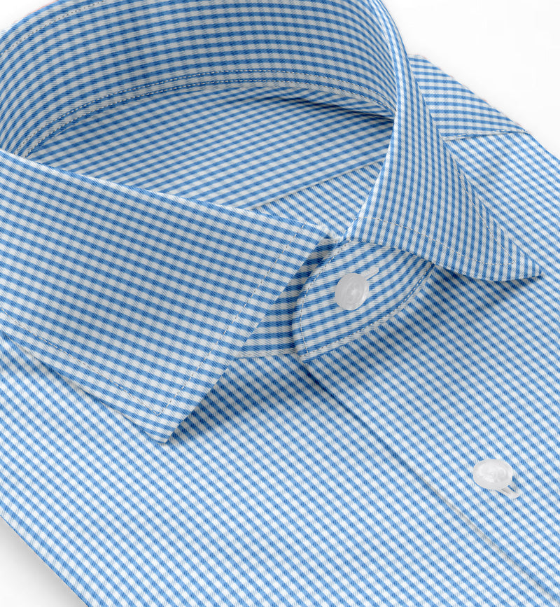 Image of a Blue & White Twill Checks Giza Cotton Shirting Fabric