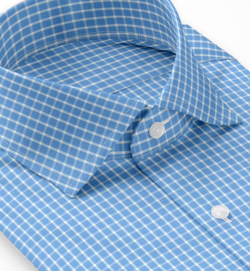 Image of a Blue & White Twill Checks Giza Cotton Shirting Fabric