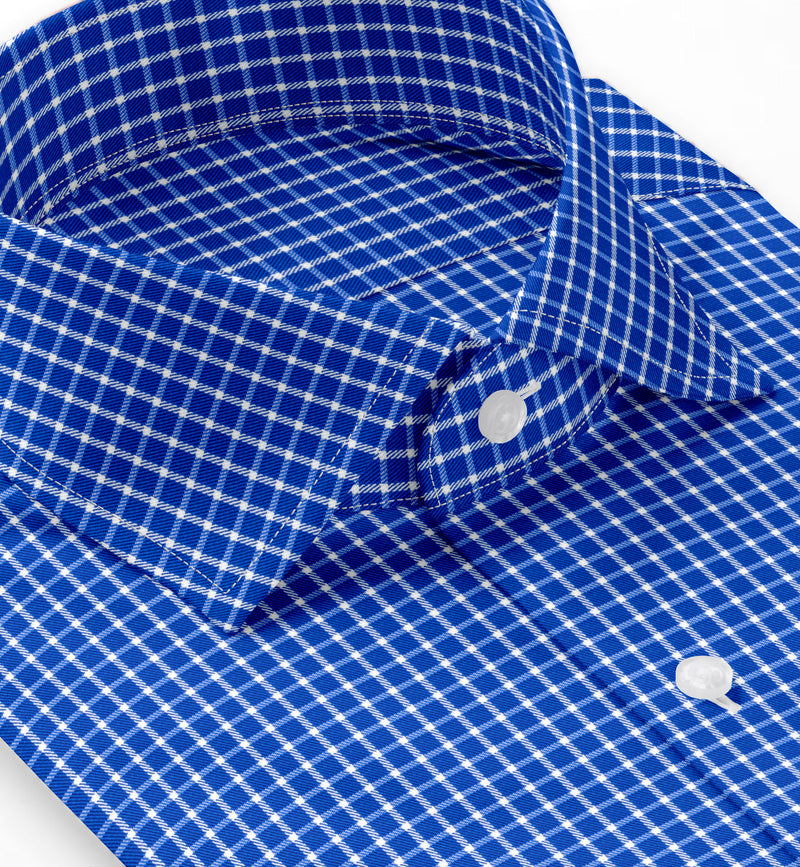 Image of a Blue & White Twill Checks Giza Cotton Shirting Fabric