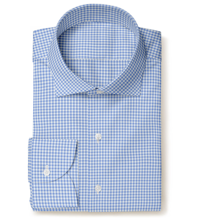 Image of a Blue & White Twill Checks Giza Cotton Shirting Fabric