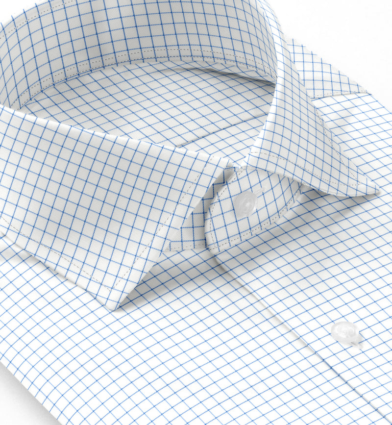 Image of a Blue & White Twill Checks Giza Cotton Shirting Fabric