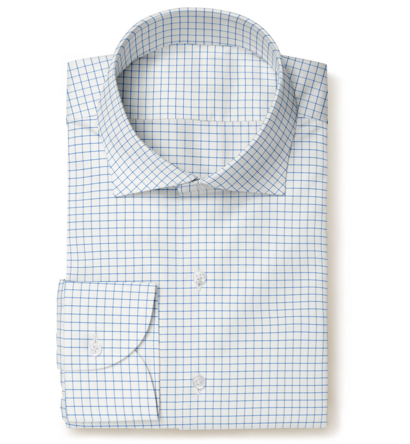 Image of a Blue & White Twill Checks Giza Cotton Shirting Fabric