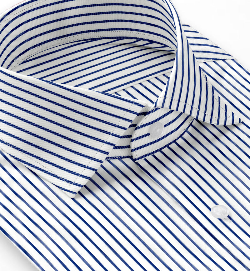 Image of a Blue & White Twill Stripes Giza Cotton Shirting Fabric