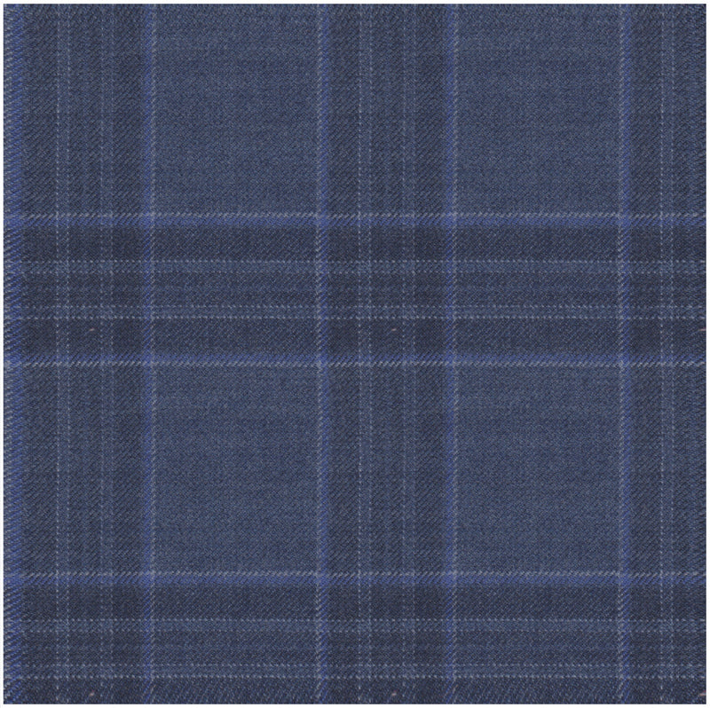 Image of a Blue & White Worsted Checks Merino Wool Pants Fabric