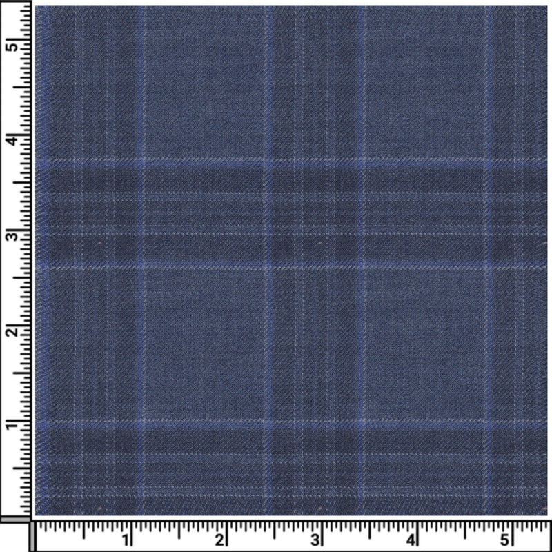 Image of a Blue & White Worsted Checks Merino Wool Pants Fabric