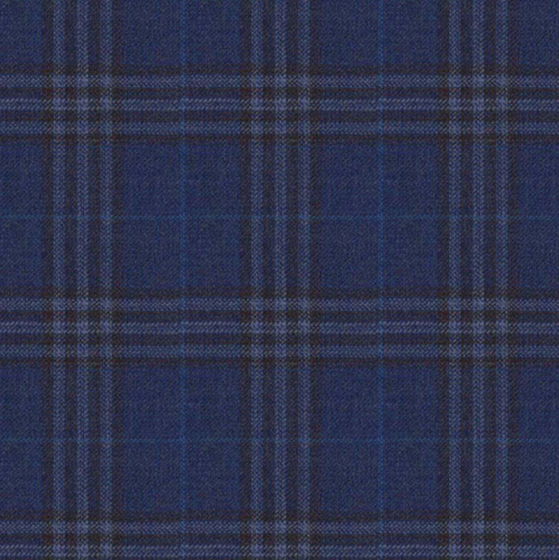 Image of a Blue & White Worsted Checks Merino Wool Pants Fabric