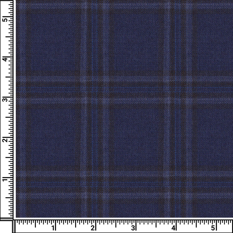 Image of a Blue & White Worsted Checks Merino Wool Suiting Fabric