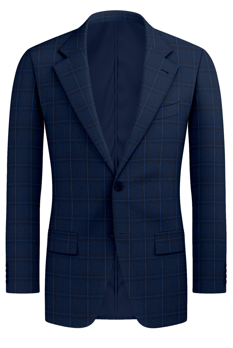 Image of a Blue Flannel Checks Merino Wool Blazers Fabric