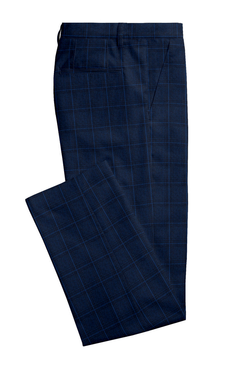 Image of a Blue Flannel Checks Merino Wool Pants Fabric