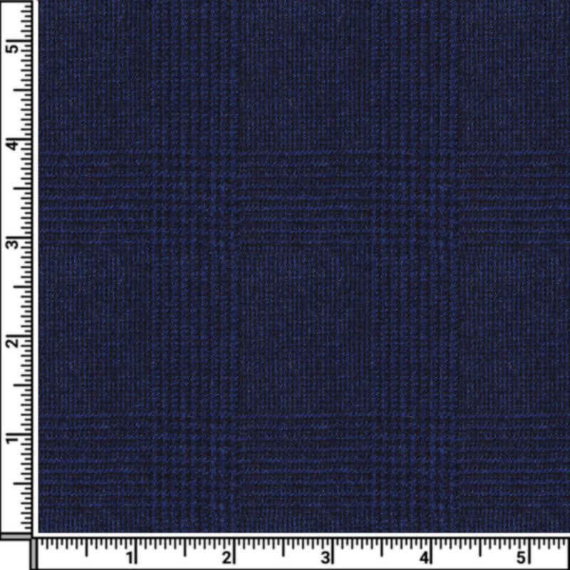 Image of a Blue Flannel Checks Merino Wool Suiting Fabric