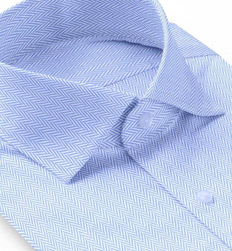 Image of a Blue Knit Herringbone Giza Cotton Shirting Fabric