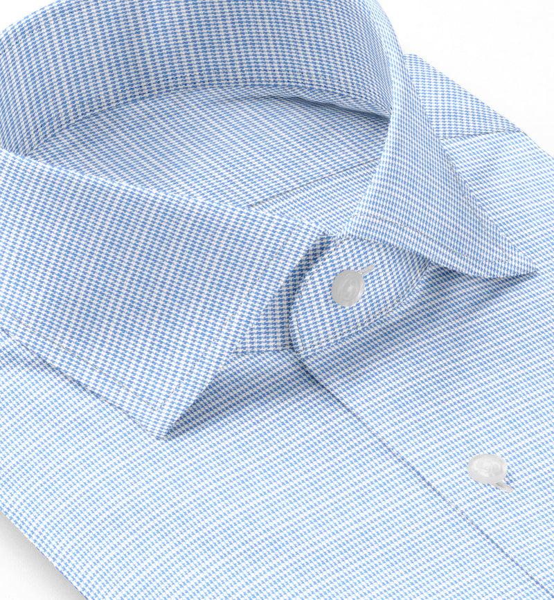 Image of a Blue Oxford Micropattern Cotton Linen Blend Shirting Fabric