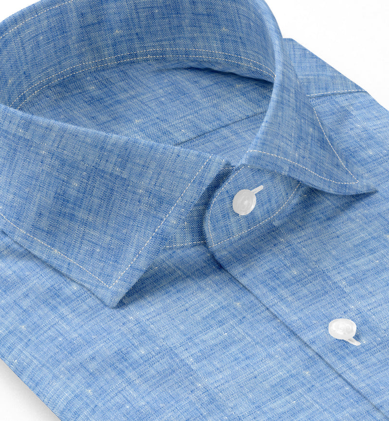 Image of a Blue Oxford Solids Linen Shirting Fabric