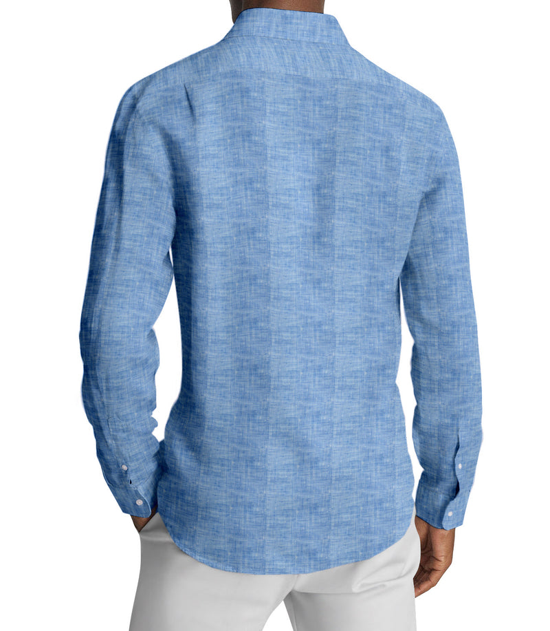 Image of a Blue Oxford Solids Linen Shirting Fabric