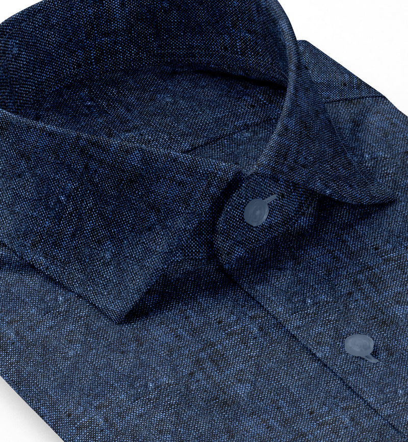 Image of a Blue Oxford Solids Linen Shirting Fabric