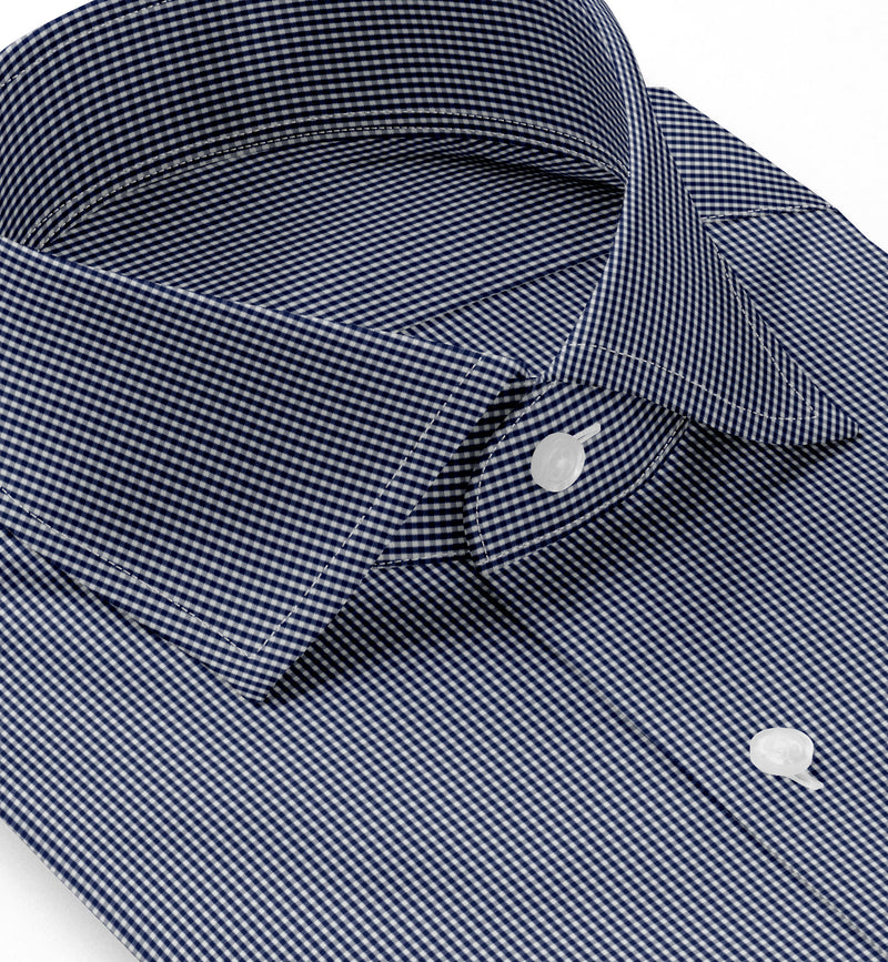 Image of a Blue Poplin Checks Giza Cotton Shirting Fabric