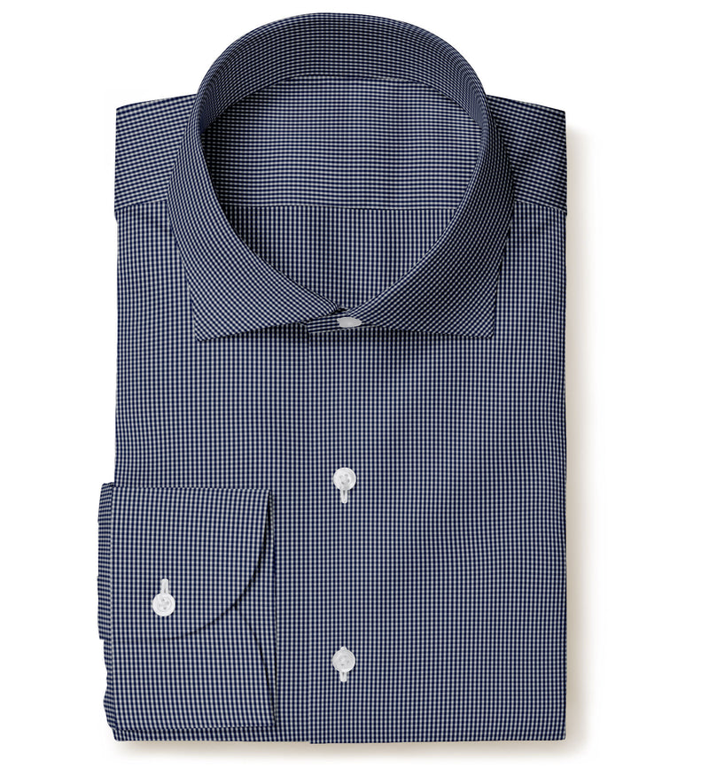 Image of a Blue Poplin Checks Giza Cotton Shirting Fabric