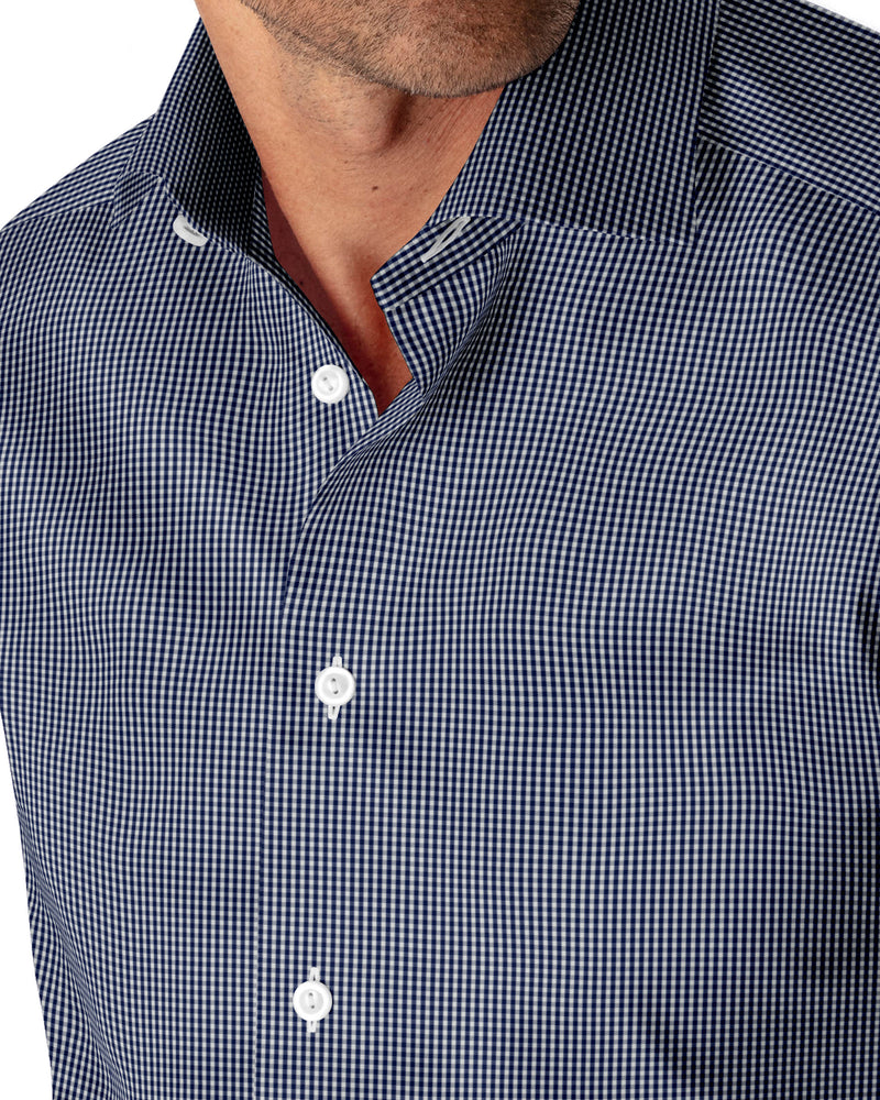 Image of a Blue Poplin Checks Giza Cotton Shirting Fabric