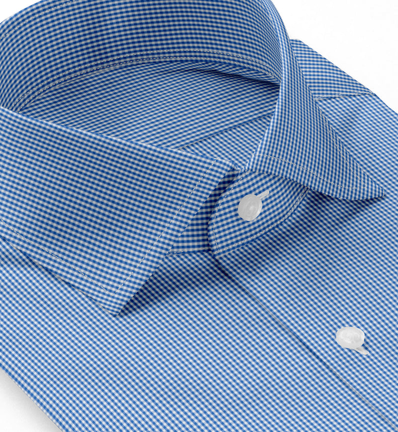 Image of a Blue Poplin Checks Giza Cotton Shirting Fabric