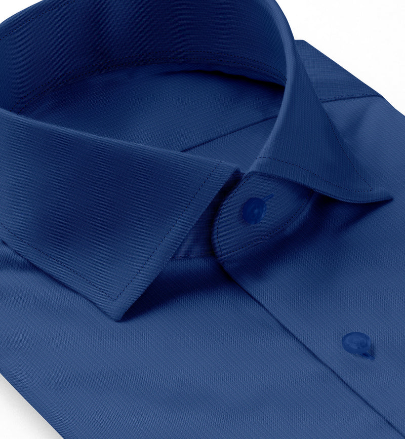 Image of a Blue Poplin Micropattern Giza Cotton Shirting Fabric