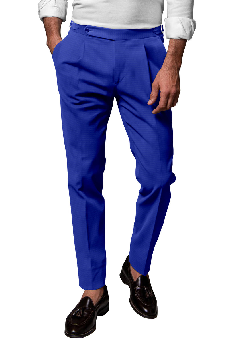 Image of a Blue Poplin Solids Cotton Stretch Chinos Fabric