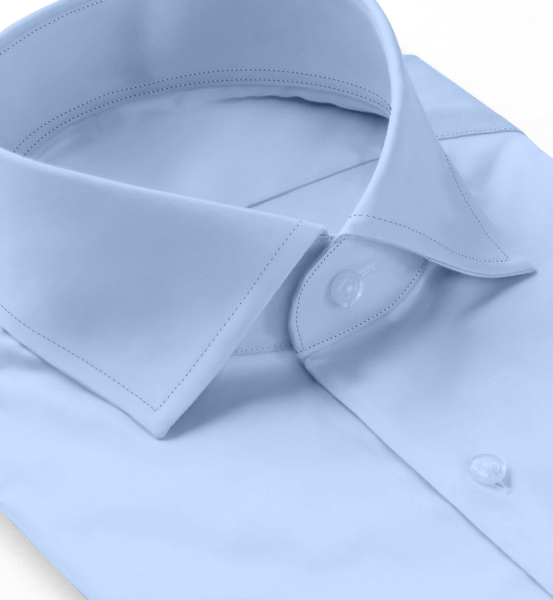 Image of a Blue Poplin Solids Cotton Stretch Shirting Fabric