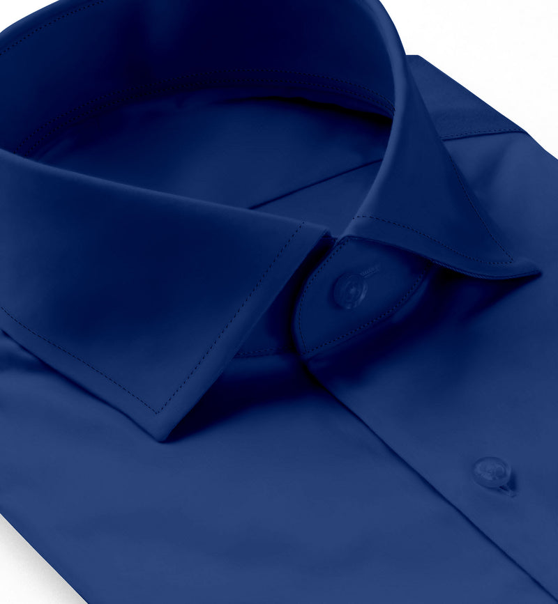 Image of a Blue Poplin Solids Cotton Stretch Shirting Fabric