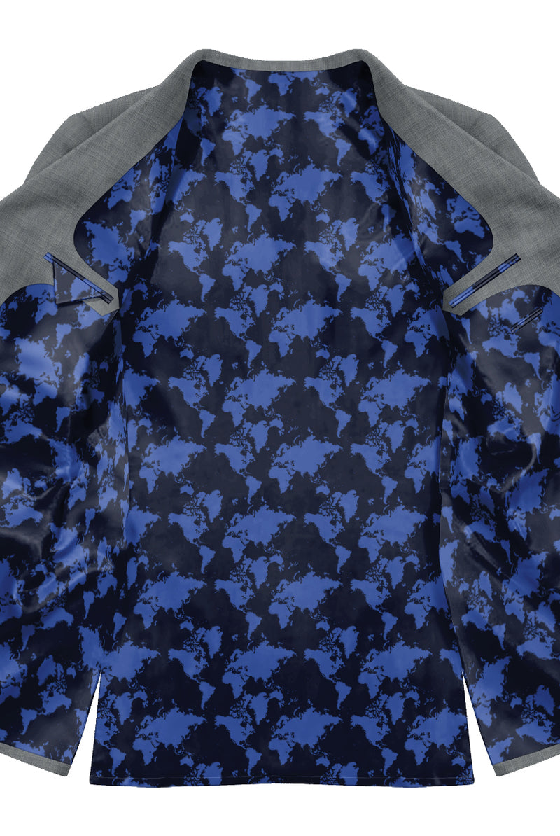 Image of a Blue Satin Prints Poly Viscose Lining Fabric