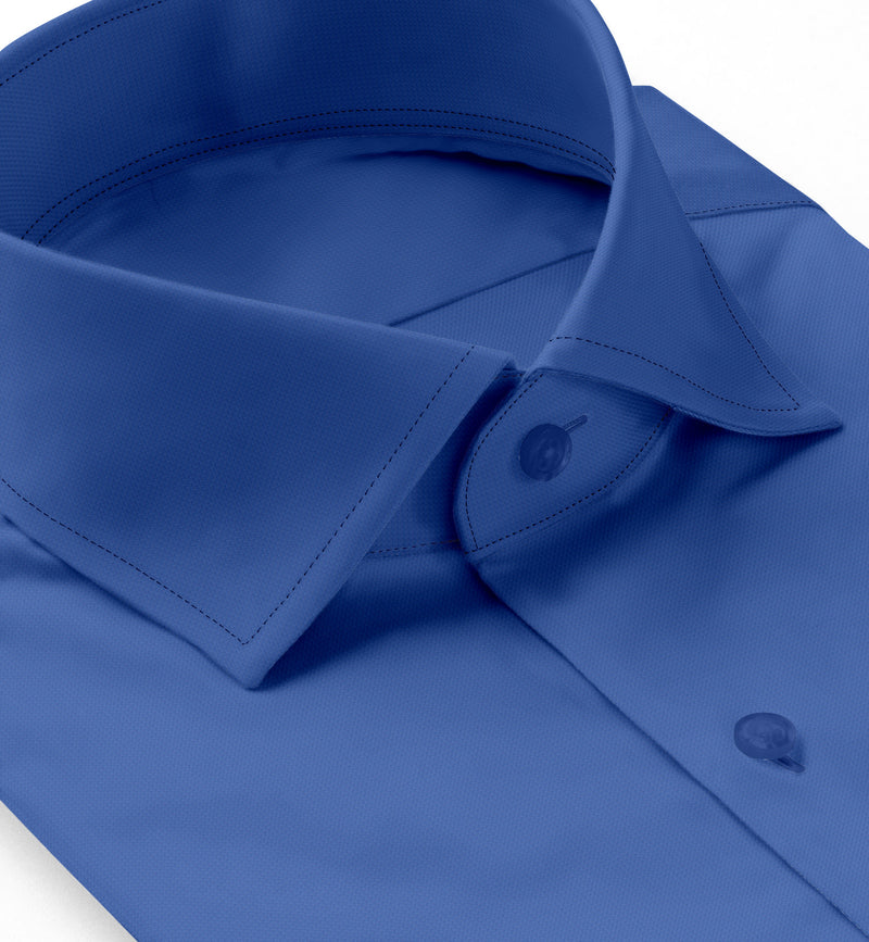 Image of a Blue Satin Solids Cotton Stretch Shirting Fabric