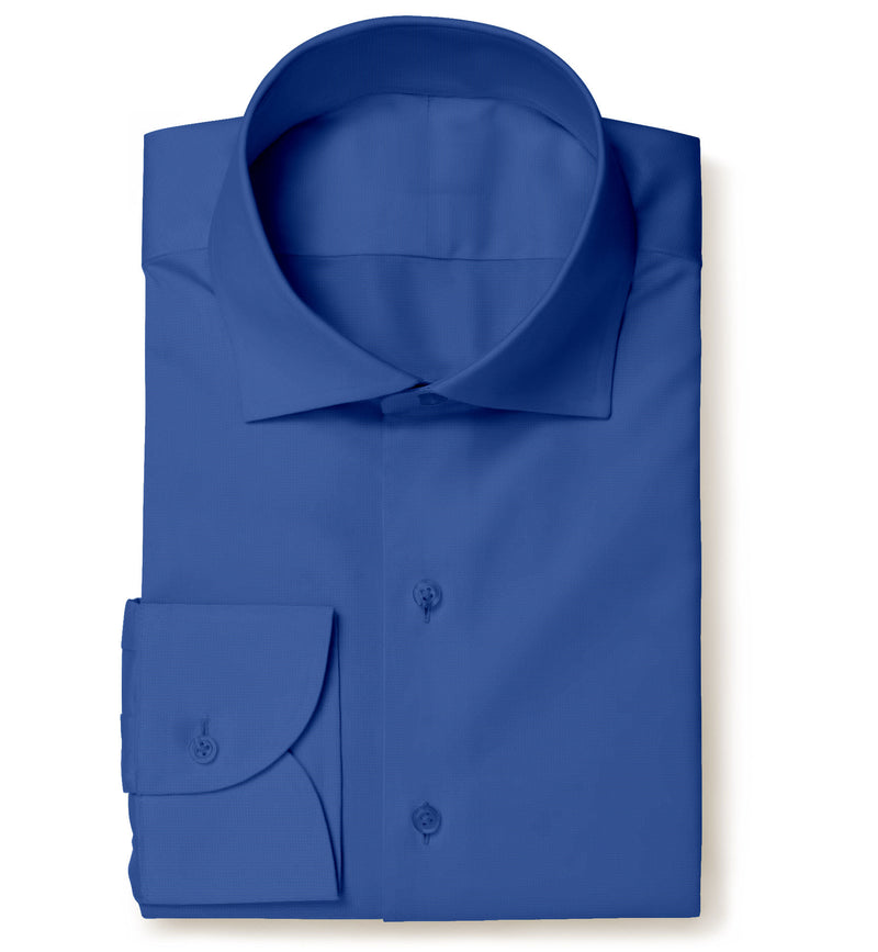 Image of a Blue Satin Solids Cotton Stretch Shirting Fabric