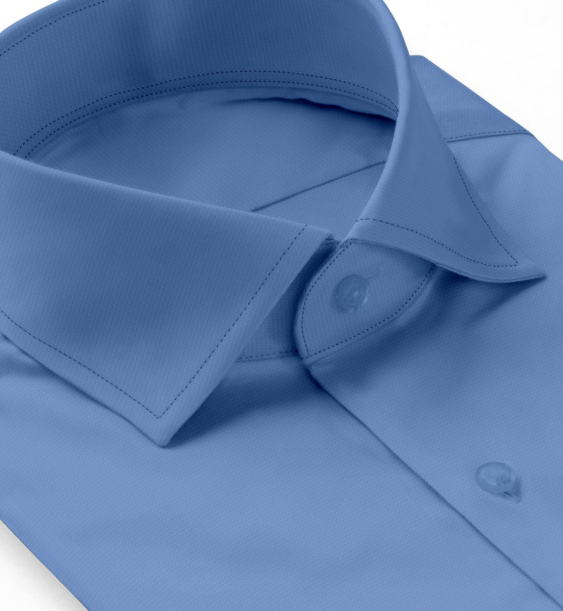 Image of a Blue Satin Solids Giza Cotton Shirting Fabric