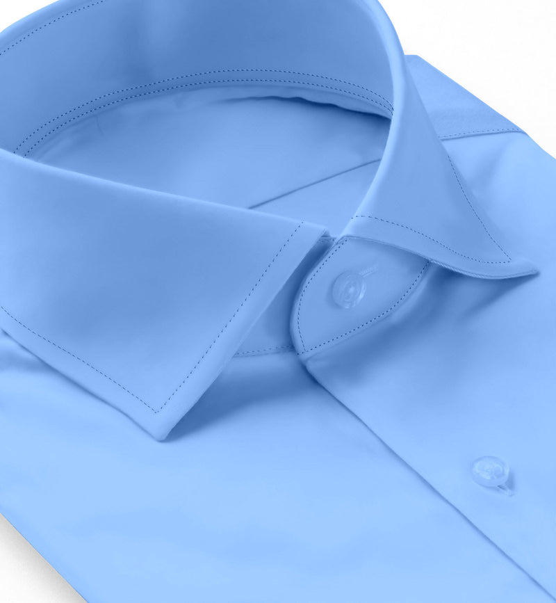 Image of a Blue Twill Solids Cotton Stretch Shirting Fabric