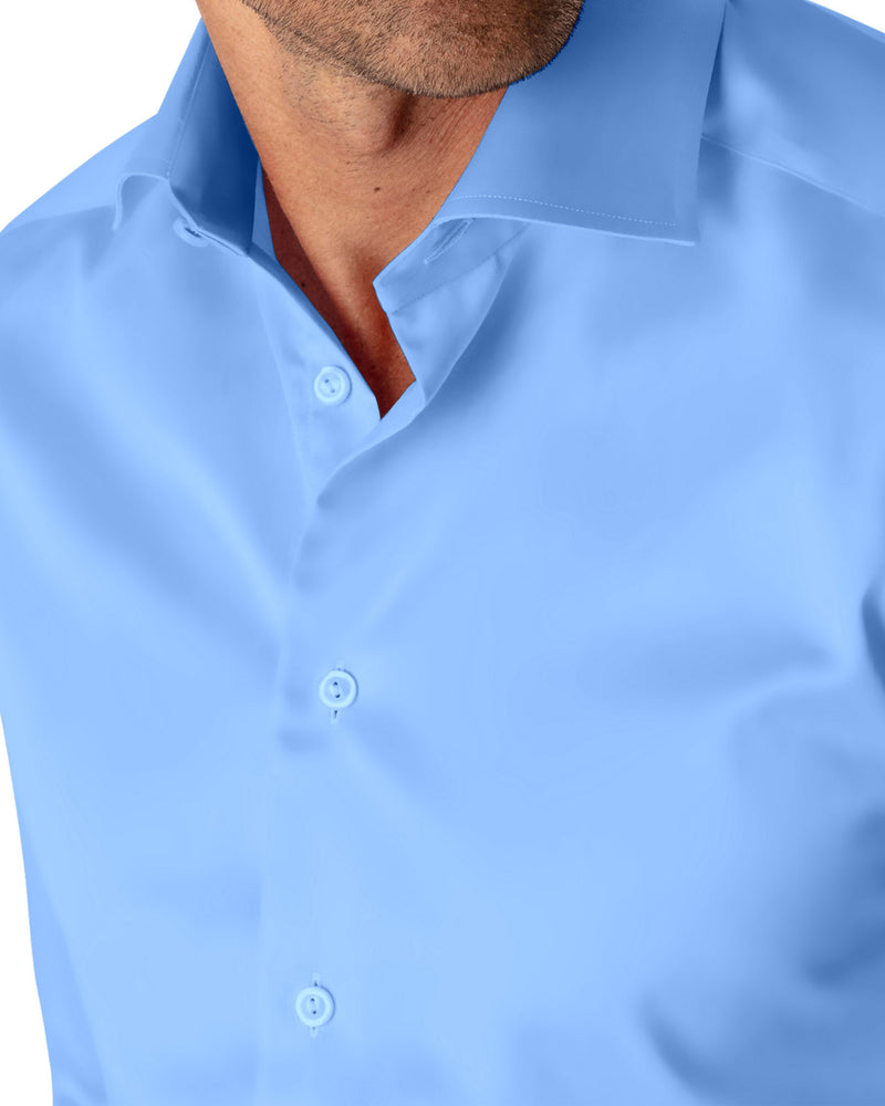 Image of a Blue Twill Solids Cotton Stretch Shirting Fabric