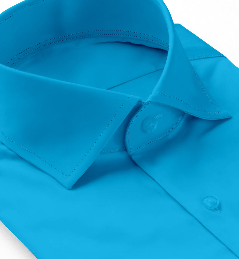 Image of a Blue Twill Solids Cotton Stretch Shirting Fabric