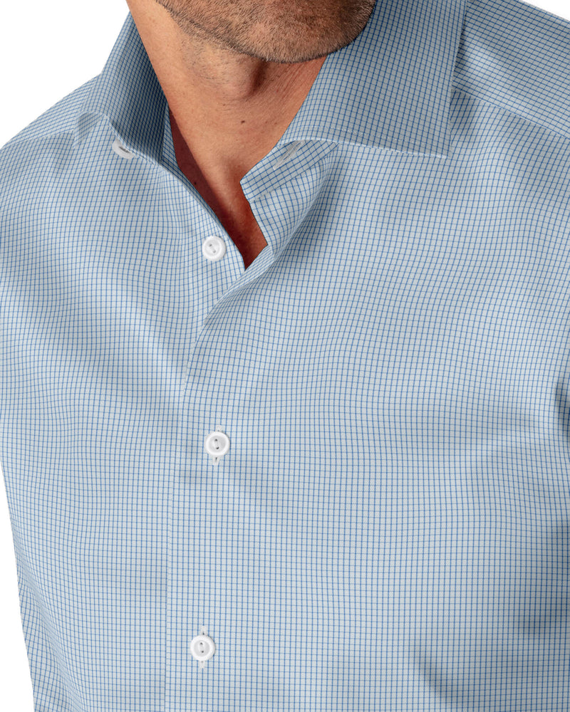 Image of a Blue Twill Stripes Giza Cotton Shirting Fabric