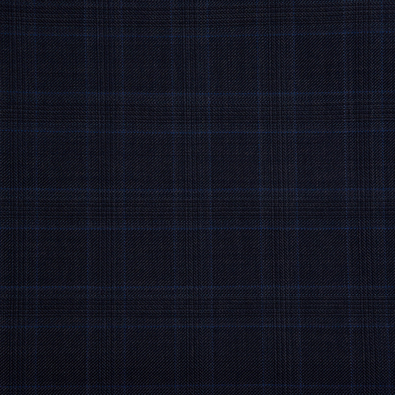 Image of a Blue Worsted Checks Merino Wool Pants Fabric